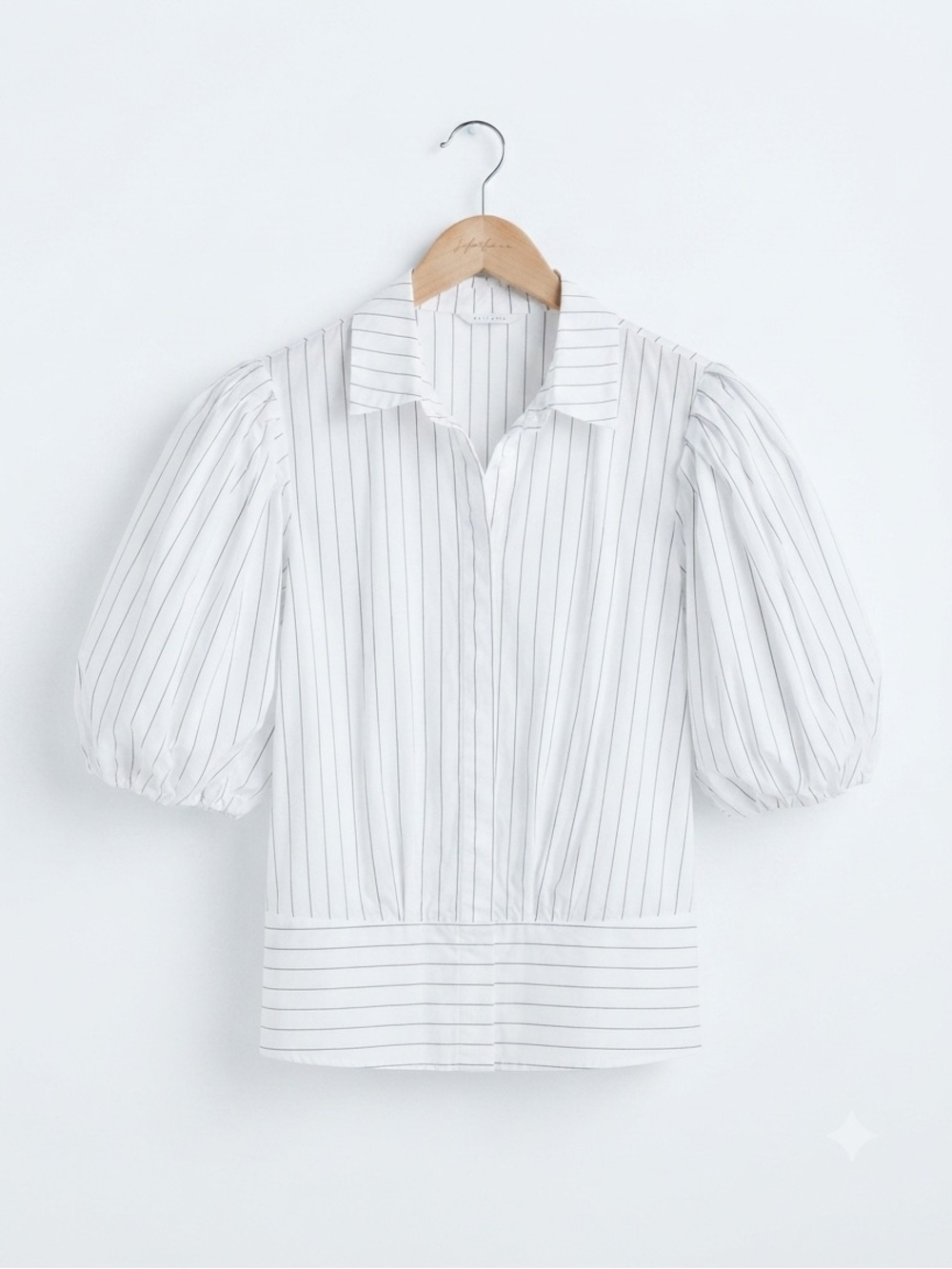 YAYA Women's Striped Puffed Sleeve Cotton Blouse Button-Down Top Size 40 US 10